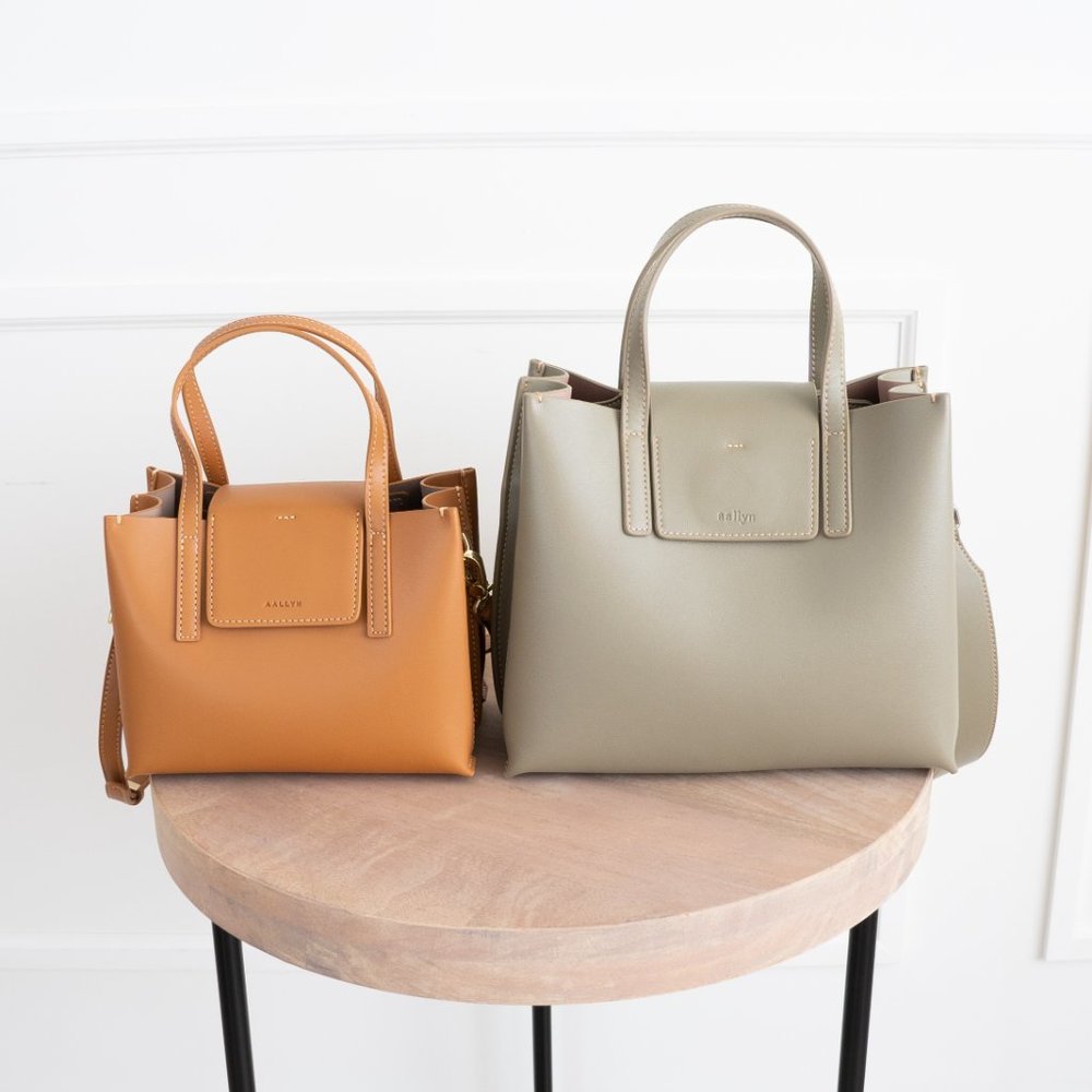 😍 Stella Mini Satchel Bag - Genuine Leather - Burnt Caramel - Picture 9 of 15